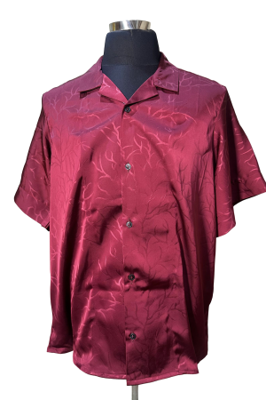 Burgundy Floral Jacquard Vintage Shirt