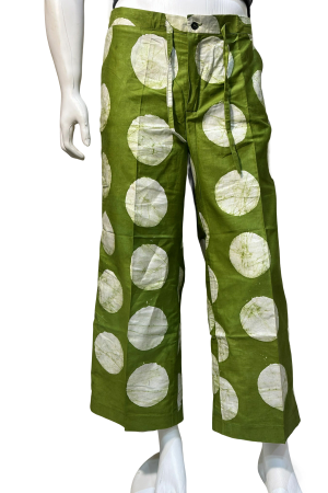 Olive Green & Ivory Adire Pant