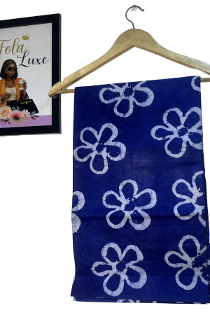 Royal Blue & White Floral Adire Fabric