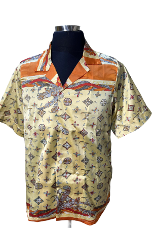 Yellow & Orange Feather Print Vintage Shirt